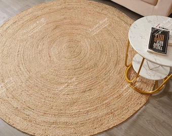 Hand Braided Natural Jute Round Rug for Living Room Decor, Custom Size Rug, Handmade Jute Rug, Yoga Mat, Decorative Rug, Jute Area Rug,