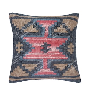 4 Set yute Vintage Kilim almohada decoración del hogar almohada turca tejida a mano almohada marroquí almohada decorativa tiro almohada Kilim cojín cubierta almohada de yute imagen 9