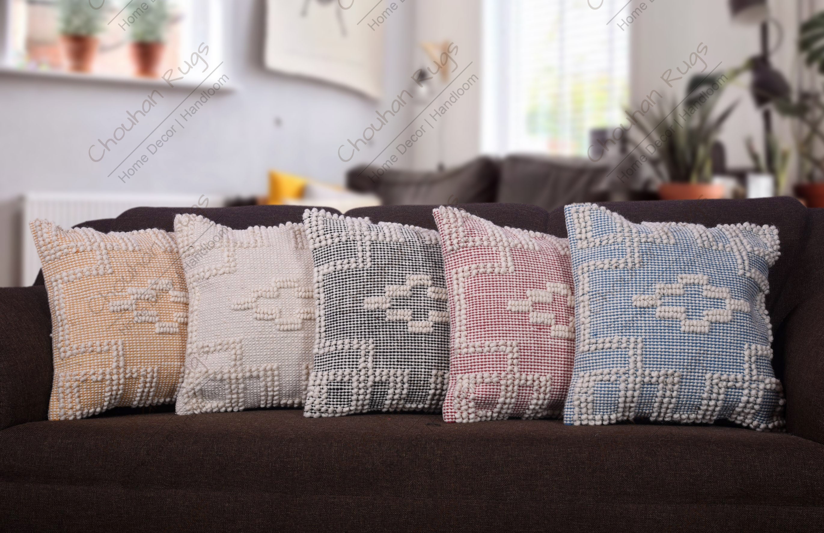 Handmade Wool Shag Pillow, 18x18