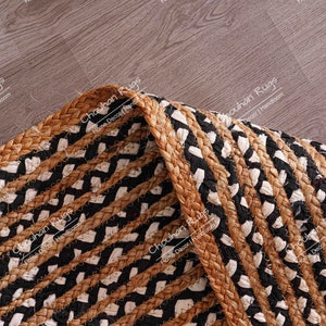 Custom Size Hand Braided Colorful Jute And Cotton Rug Area Rug Rectangle Rug Christmas Gift Indian Handmade Rug Home Decor Rug Moroccan Rug