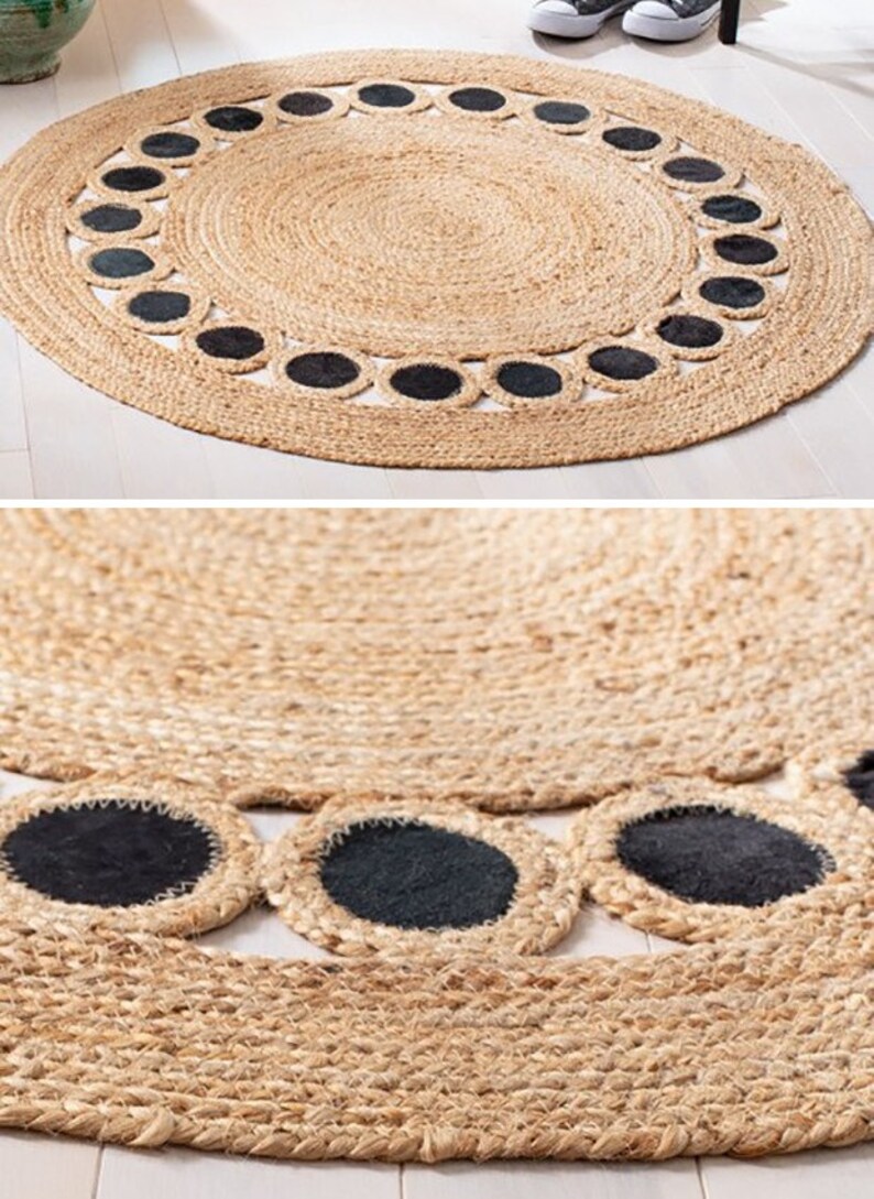 Hand Braided Scalloped Jute Rug Area Round Rug Custom Size Etsy