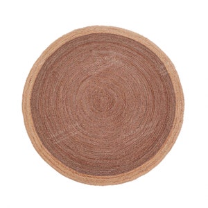 Custom Size Hand Braided Gray Jute Round Rug with Beige Border, Yoga Mat, Doormat, Turkish Rug, Living Room Rug, Vintage Rug, Rustic Rug