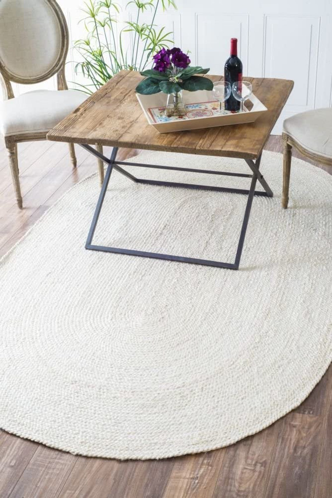 Hand Braided Oval Jute Rug Area Square Rug Custom Size Etsy