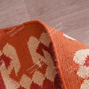 Alfombra de lana y yute hecha a mano, alfombra Kilim Dhurrie, ALFOMBRAS DE YUTE tradicionales indias/LANA imagen 6