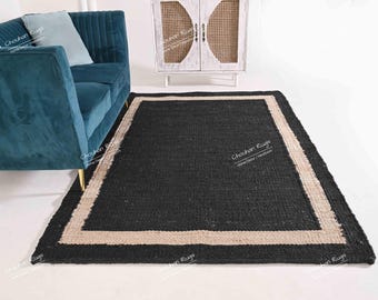 Handgemaakt hennepjute vloerkleed aangepast formaat vloerkleed vintage sofa decor henneptapijt groot vloerkleed