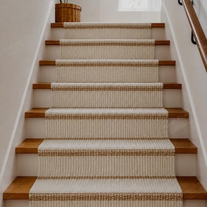 Flatweave Handloomed off-white with beige stripes stair runner, runners for hallway decor, extremely long runner rug, custom stair carpet