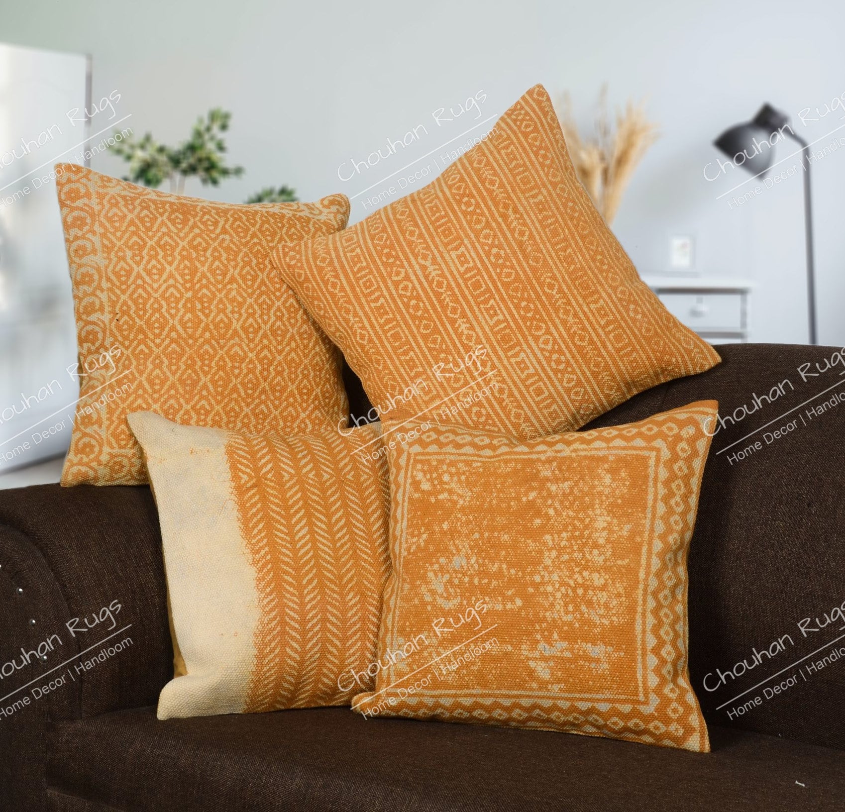Federa Cuscino Decorativa Boho 45x45 Cm - Tessuto Neutro Intrecciato Con Nappe, Stile Marocchino E Rustico, Per Divano E Soggiorno, Colore Giallo/nero