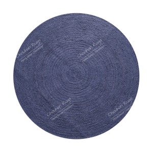 Indian Handmade Light Blue Jute Round Rug Custom Size Rug Round Area Rug