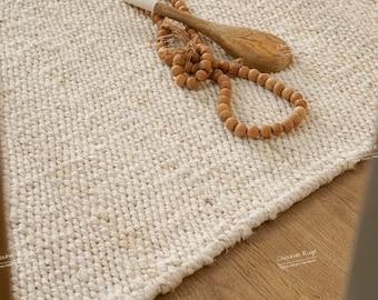 Indian Handwoven White Hemp Jute Rug Custom Size Large Dhurrie Rug Vintage Jute Area Rug Decorative Rug Living Home Rug Eco Friendly Rug