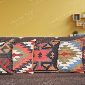 Jute Pillow, Indian Handwoven 5 set of 45x45 cm jute Pillow covers, Kilim Pillow Covers, Decorative Sofa cushion covers, Christmas Gifts