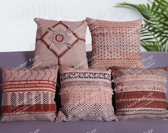 5 set bordado diseño algodón vintage Kilim almohada, decoración de Navidad, almohada turca tejida a mano, almohada de tiro decorativo, cubierta de cojín Kilim