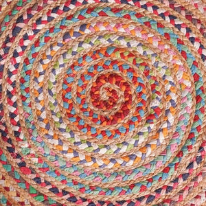 Baumwolle mehrfarbige runde Teppiche indische handgefertigte Jute & Baumwolle runde Teppiche rein geflochtene schöne traditionelle Teppiche Raumdekor Teppich Bild 6
