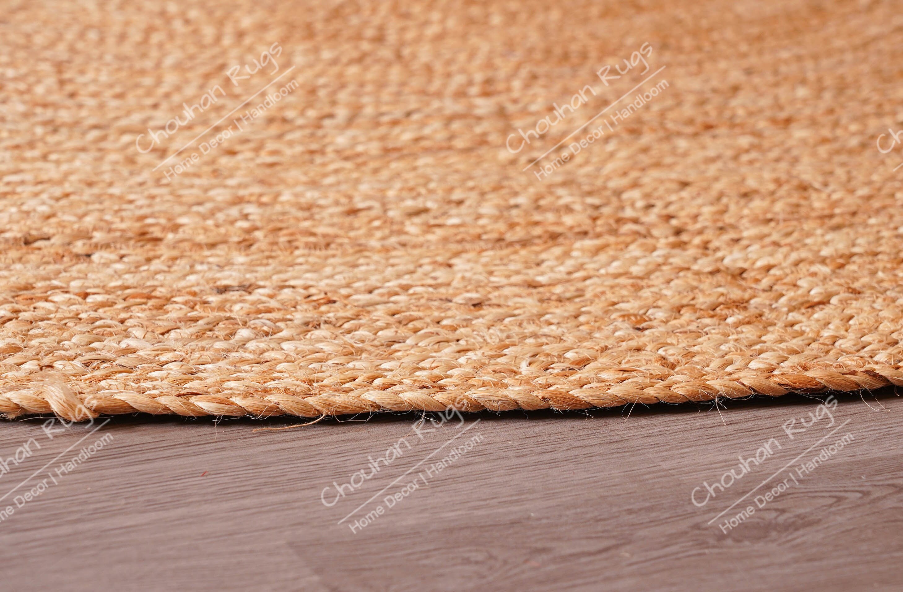 4 Foot Round Braided Design Natural Jute and Polyester Blend Indoor Area Rug  [FLF-CI-19-3694-4-GG] 