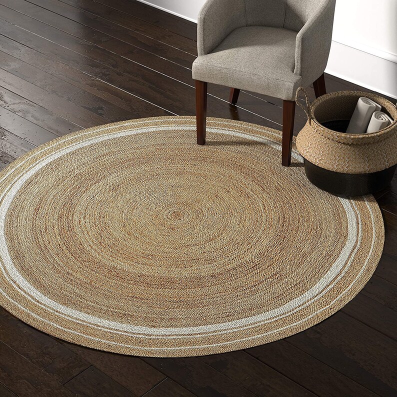 4x4 6x6 8x8 Ft Natural Handmade Jute Rug Jute Round Rug Etsy