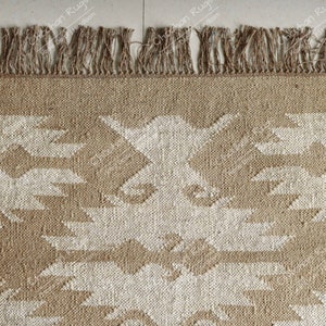 Handmade woven bricks Jute kilim rug, large kilim wool jute rug, wool jute Kilim for living room decor,