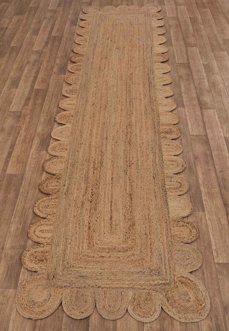 Scalloped Runner Rug Jute Scallop Rug Jute Runner Rug Etsy