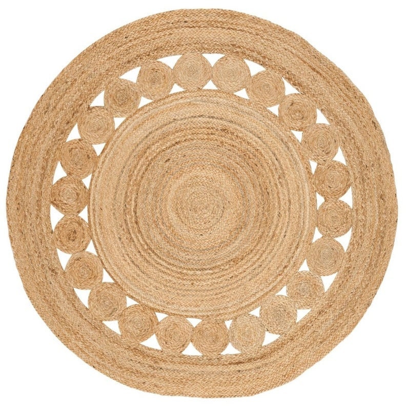 Hand Braided Scalloped Jute Rug Area Round Rug Custom Size Etsy