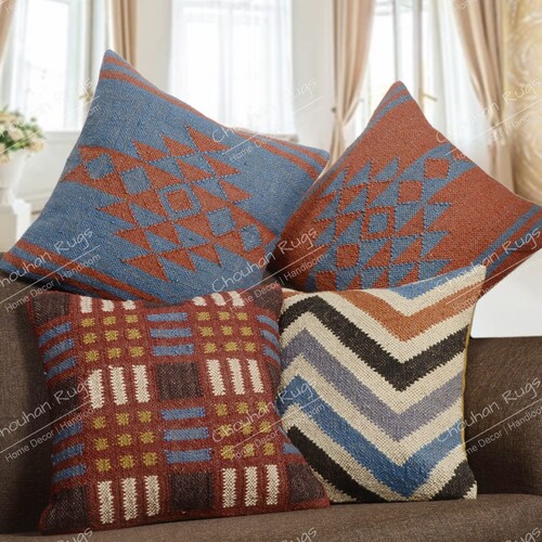 Jute Pillow Indian Handwoven 4 Set of 45x45 Cm Jute Pillow Etsy