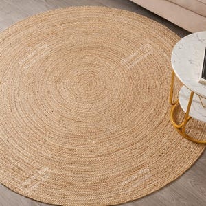 Handmade Braided Jute Round Rug, Natural Fiber, Custom Size, Circle Yoga Mat, Round Jute Rug For Dining Table, Large Area Rug