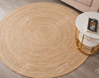 Handmade Braided Jute Round Rug, Natural Fiber, Custom Size, Circle Yoga Mat, Round Jute Rug For Dining Table, Large Area Rug