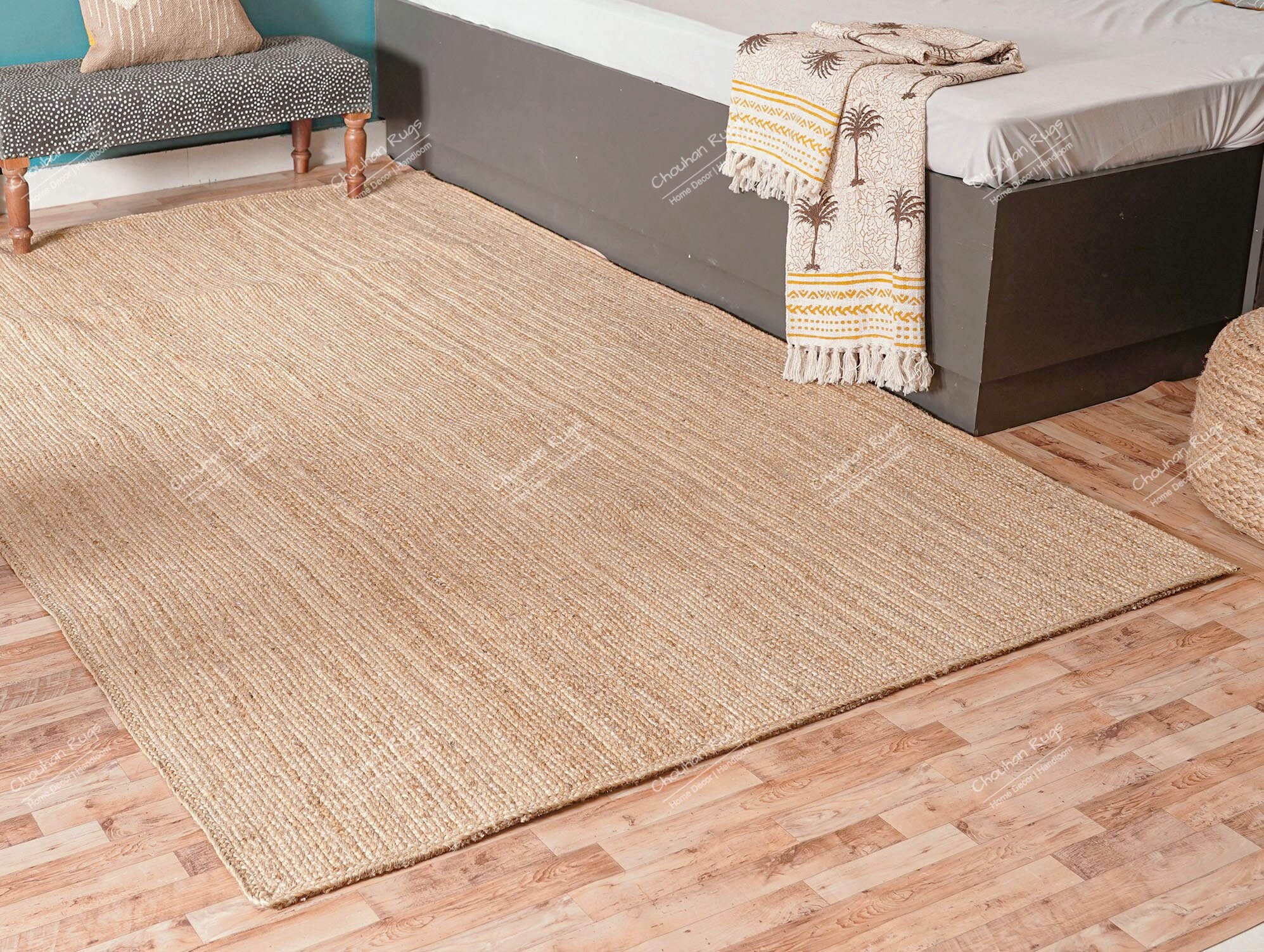 Handgeweven jute vloerkleed, aftas naturel La Redoute Interieurs | La Redoute