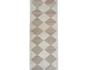 White And Beige Handwoven Hemp Stair Runner, rug runners for hallway, extremely long runner rug, custom stair carpet