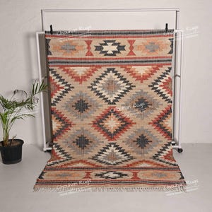 Indian Handmade Cotton Jute Rug Every Color Pattern Rug Vintage Jute Rug Natural Fringes Jute Rug
