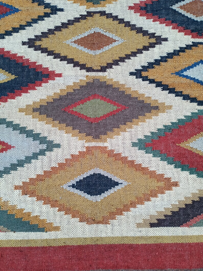 Dhurrie Rug Vintage Kilim Oriental Jute Rug Jute Kilim Etsy