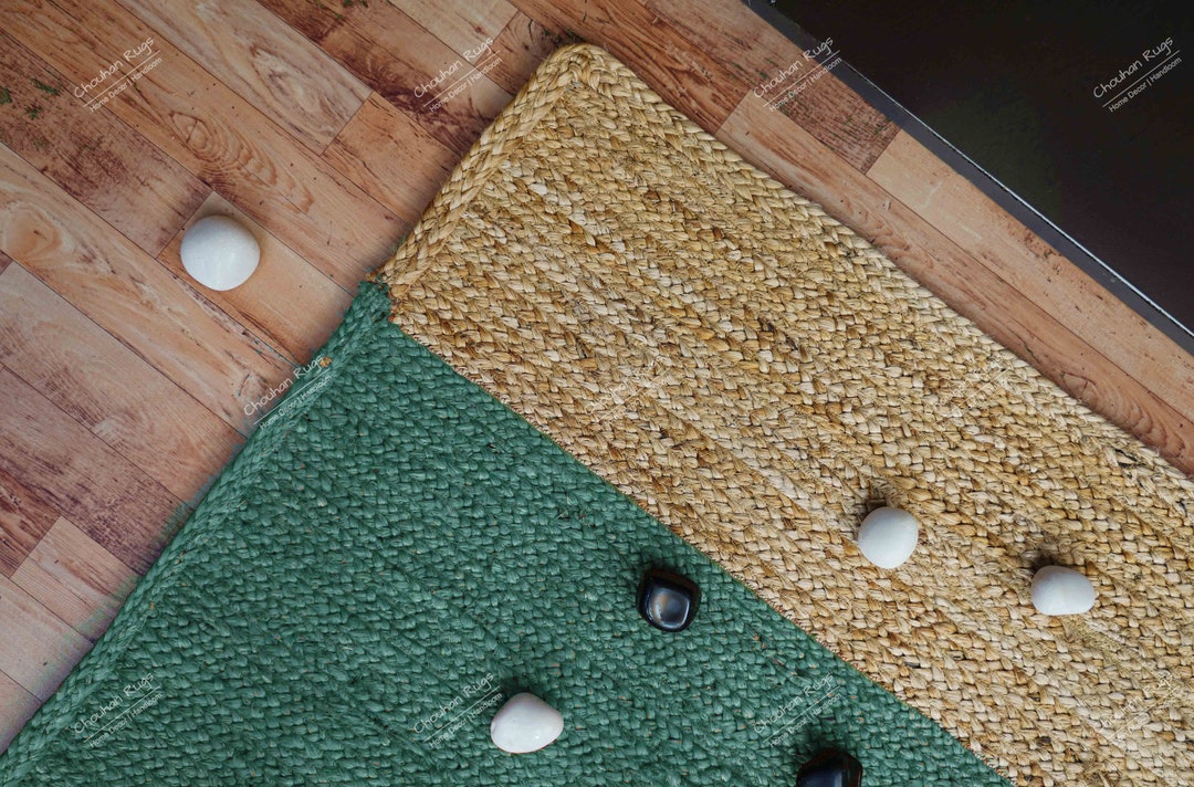 Custom Braided Rectangle Rug Handmade Custom Color Jute Braided Rectangle Rug With Beige Border Jute ...