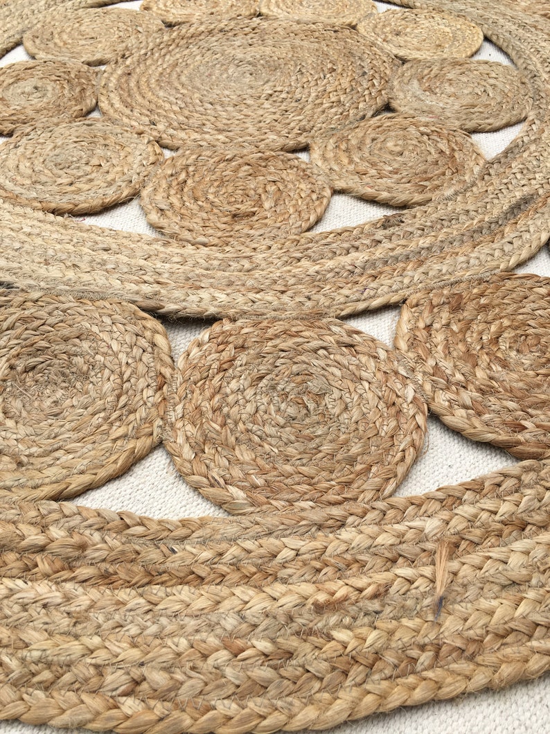 Hand Braided Scalloped Jute Rug Area Round Rug Custom Size Etsy