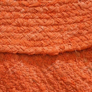 Indian Handmade Solid Orange Color in Round Jute Rugs Customize in color and size Natural Fiber Rug Cotton Braided Rug Living Room Rug