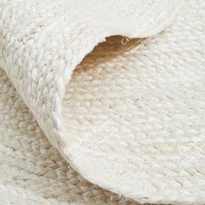 Indian Handmade white Oval Jute Braided Rug Yoga Mat Bohemian Doormat Turkish Rug Living Room Rug Braided Rugs For Decor Dining Table