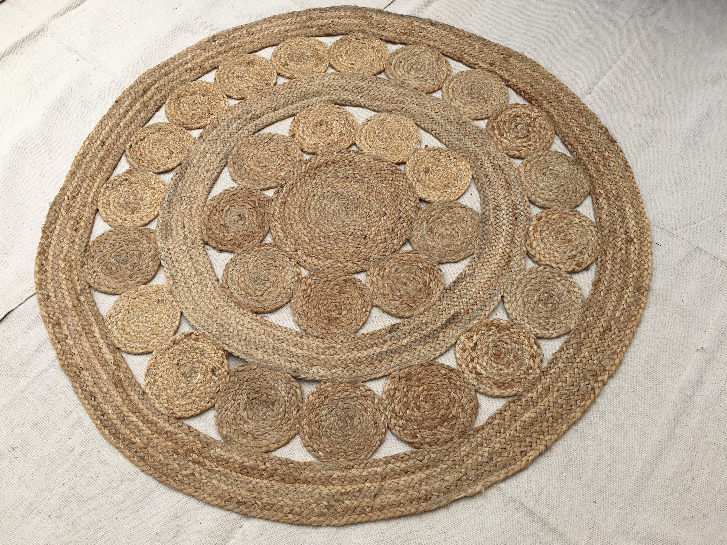 Hand Braided Scalloped Jute Rug Area Round Rug Custom Size Etsy