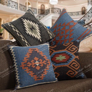 Boho-Flair: 4-teiliges Jutekissenbezug-Set, Handarbeit mit Liebe, Ideales Geschenk zu Weihnachten oder Hauseinweihung Handgemacht 45 x 45 cm 4 Set Bezüge