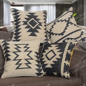 4 Set jute Vintage Kilim Pillow,Home Decor,Handwoven Turkish Pillow,Moroccan Pillow,Decorative Throw Pillow, Kilim Cushion Cover,Jute Pillow