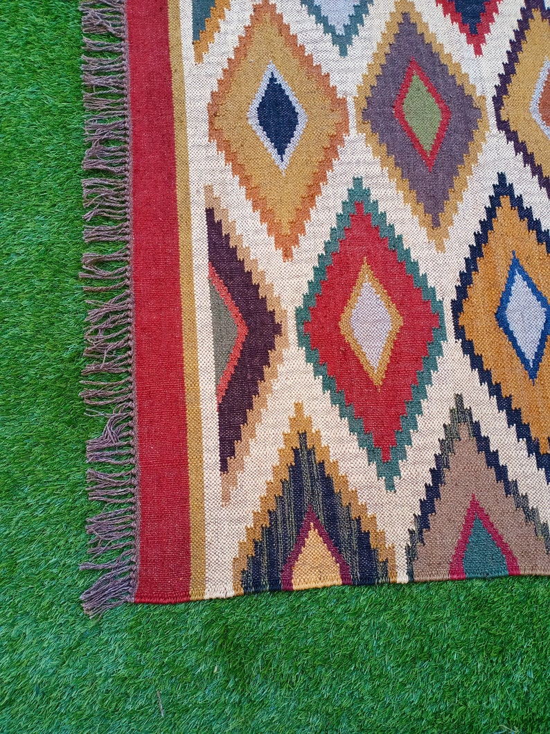Dhurrie Rug Vintage Kilim Oriental Jute Rug Jute Kilim Etsy