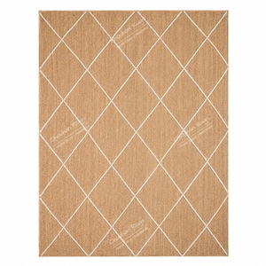 Alfombra de yute trenzada a mano: diseño de rombos blancos, alfombra ecológica, alfombra vintage personalizada, alfombra de yute trenzada estilo boho para la decoración del hogar.