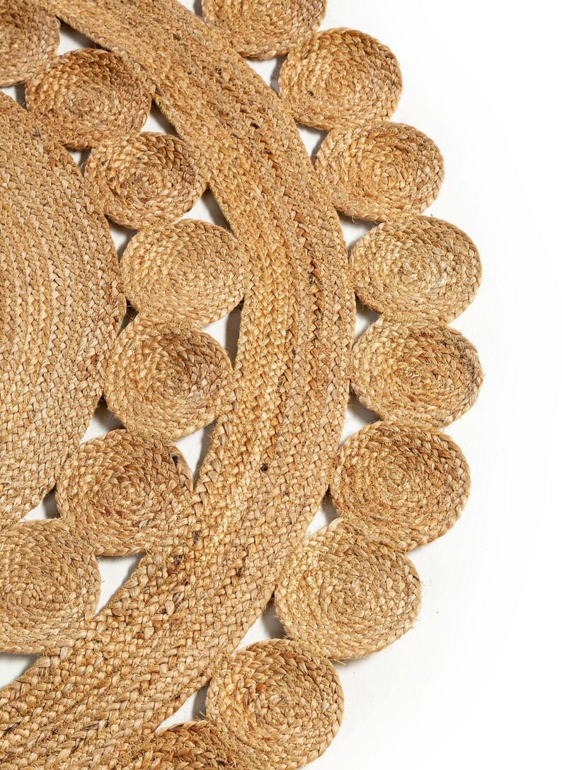 Hand Braided Scalloped Jute Rug Area Round Rug Custom Size Etsy