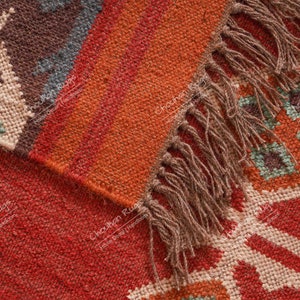 Alfombra de lana y yute hecha a mano, alfombra Kilim Dhurrie, ALFOMBRAS DE YUTE tradicionales indias/LANA imagen 7