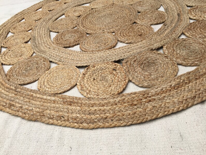 Hand Braided Scalloped Jute Rug Area Round Rug Custom Size Etsy