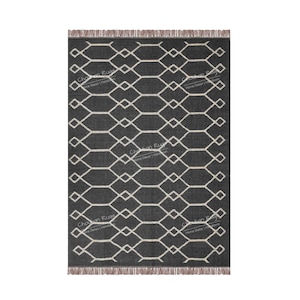 Indian Village Art Handwoven Custom Color with White Design Wool Jute Kilim Rug Handmade Traditional Design Vintage Decor Kilim Dhurrie Rug