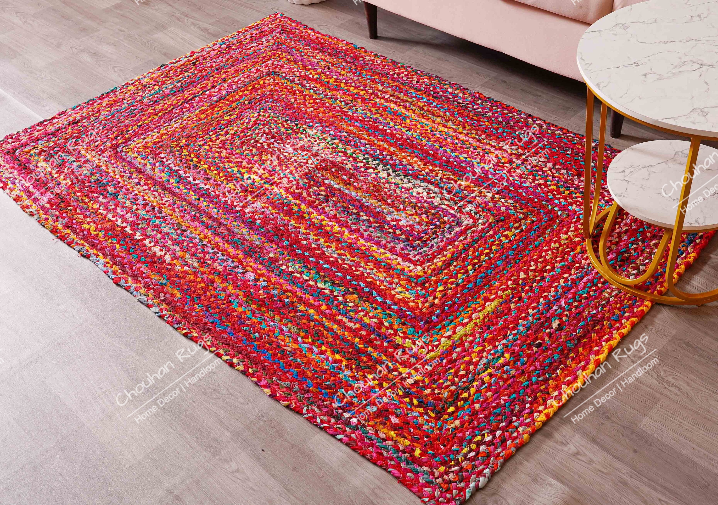 Handmade Braided Cotton Chindi Rug, Bohemian Decor, Indian Hand