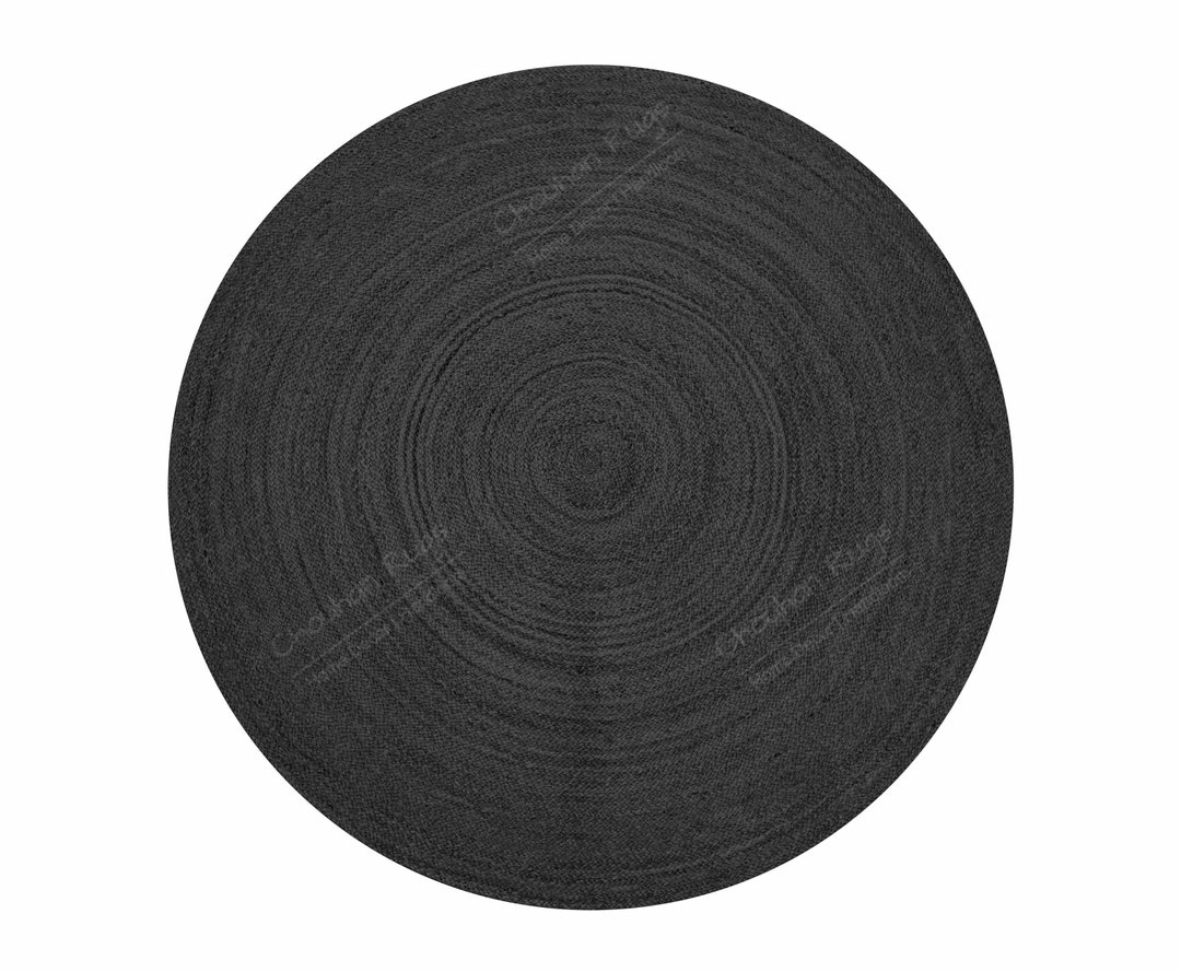 Hand Braided Black Jute Round Rug Area Round Rug Custom Size Round Rug