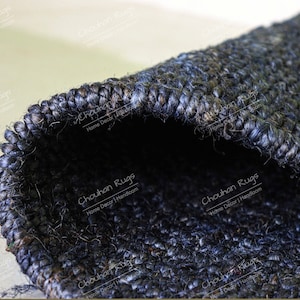 Hand loom Navy Blue Color Hemp Jute Runner Rug Handmade Jute Rug Yoga mat carpet  hand loomed Decorative Rug Doormat Bed side Runner Rug