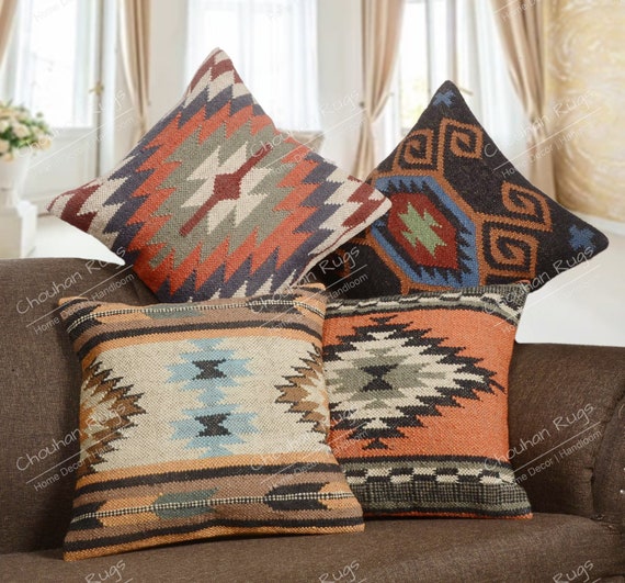 45x45cm designer jute pillowcases, Bench cushion cover, Floor cushion cover, Pure jute Pillow Cover, Handmade Christmas Gifts, Boho Pillow