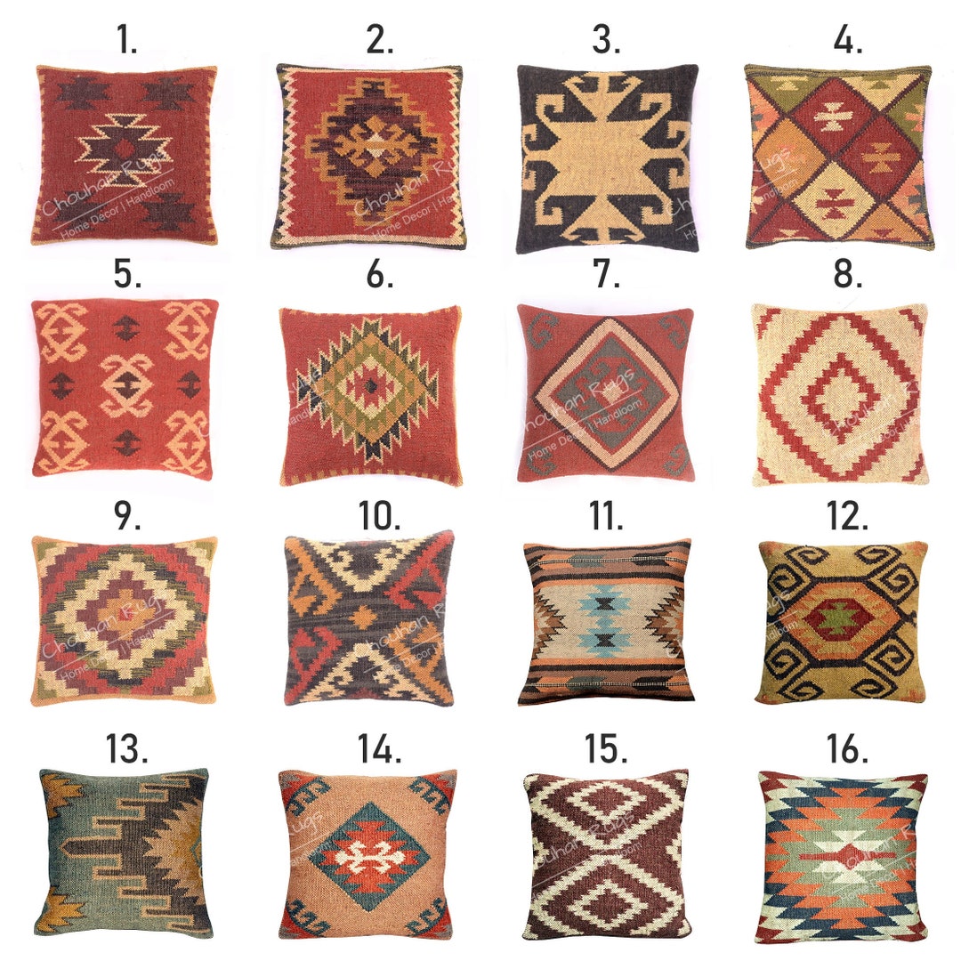 Indian Handwoven Jute Cushion Cover Free Shipping 18x18 Decorative Jute