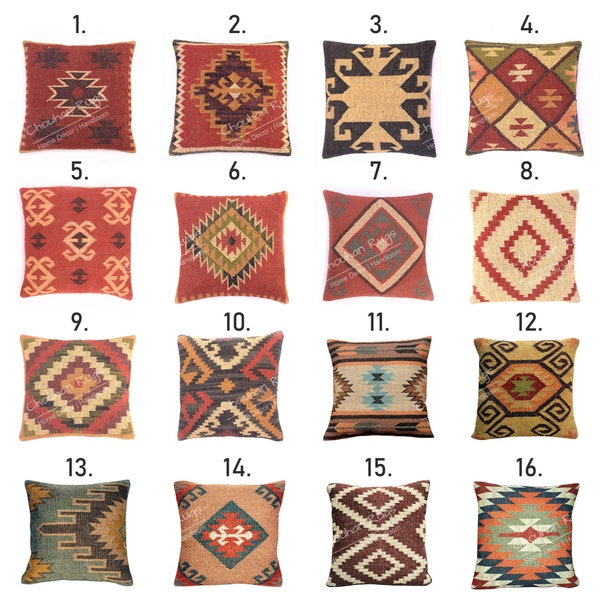 Indian Handwoven Jute Cushion Cover Free Shipping 18x18 Decorative Jute Pillow Cases Hand loomed Indian Pillows Covers Custom Cushion Covers