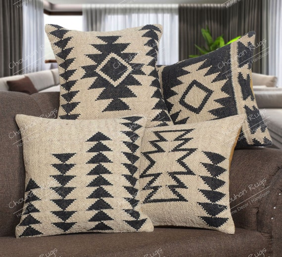 Handmade 45x45cm 4 Set Jute Cushion Covers throw Pillow Set