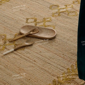 Natural Jute Fibre & Cotton Hand Woven Bohemian Moroccan Inspired Rug, Nordic Scandi Rug