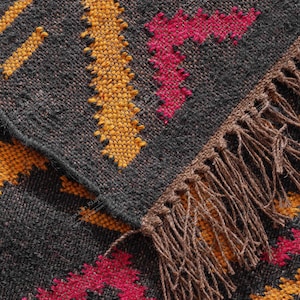 Handwoven Wool Jute Kilim Rug: Vintage Indian Home Decor
